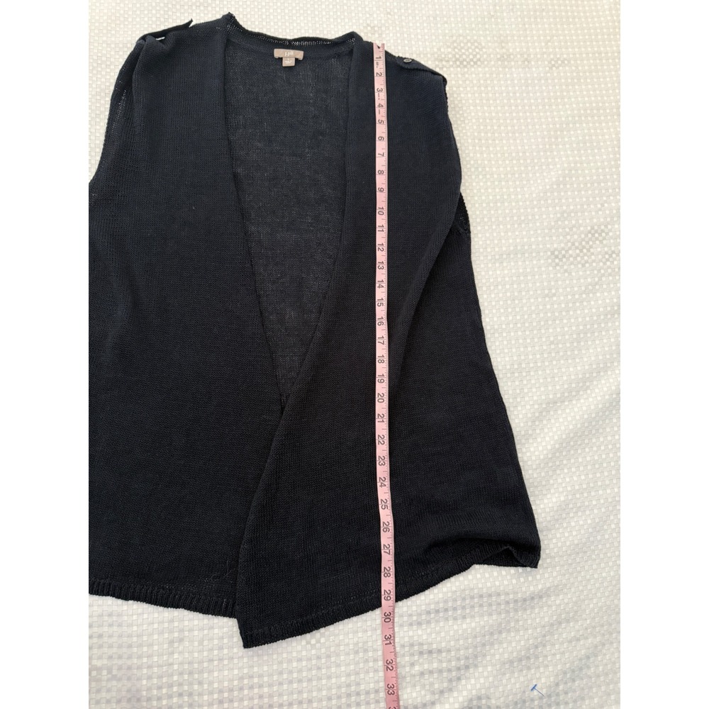 J Jill Womens Navy Blue Linen Blend Knit Vest Size L Coastal Beach Mature - Picture 5 of 7